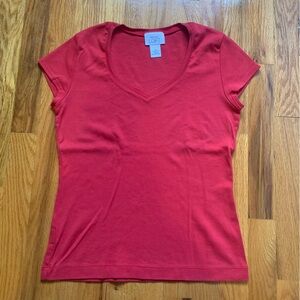 Loft Ann Taylor red v neck shirt size M